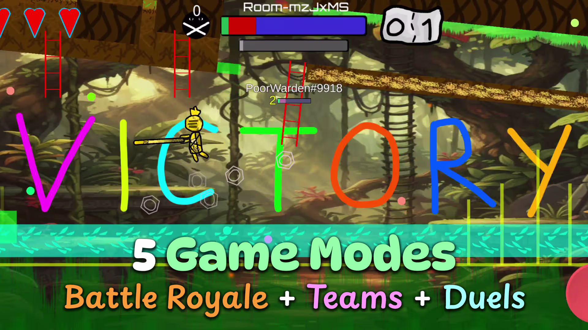 Stickmen fighter competitive battle royale victory screen