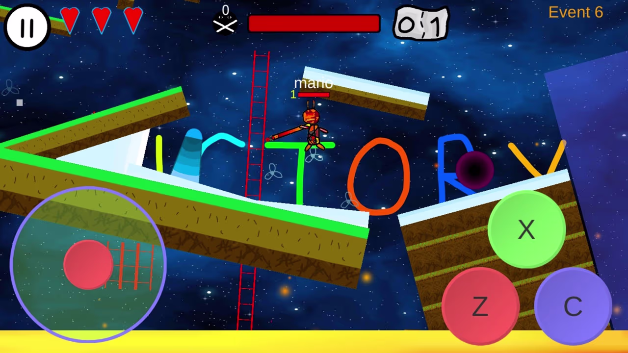 Stick man winner in battle royale stick fight victory screen
